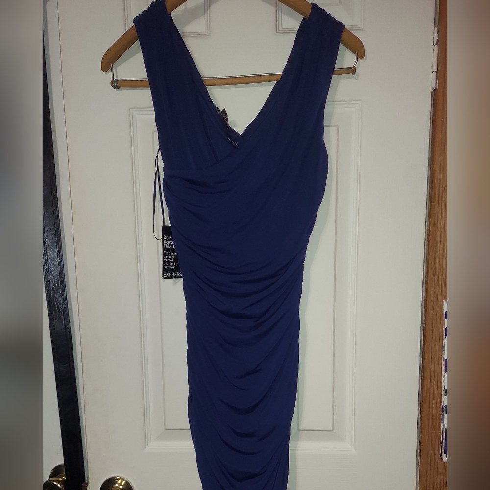 Express Midnight Blue Gathered Maxi Dress
